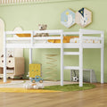 Low Profile Twin Loft Bed Rubber Wood Ladder Guard Rails White Grey Espresso