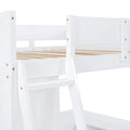 White Full Solid Wood Loft Bed with Desk & Shelf